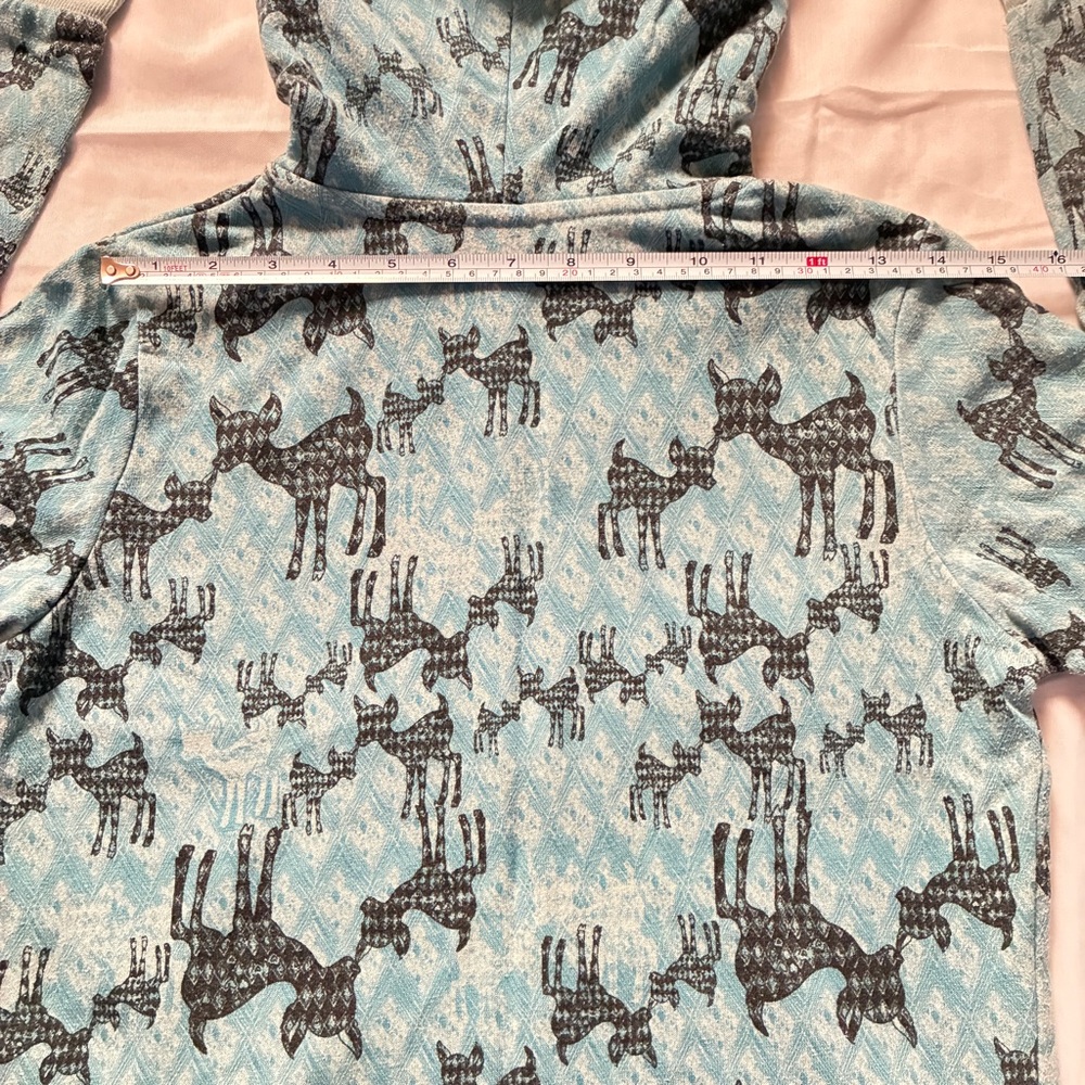 Uniqlo Ivana Helsinki Womens Hoodie Blue Full Zip Black Deer Print Size M - Picture 6 of 8